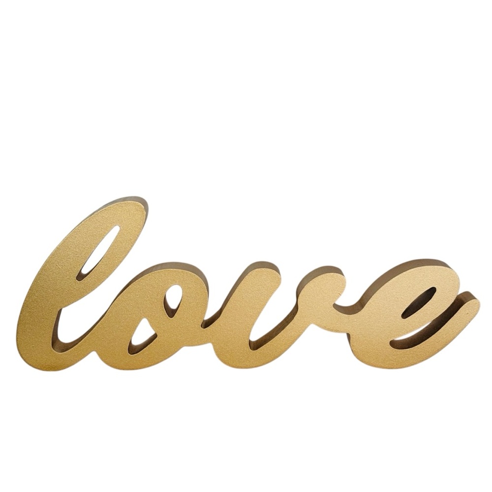 Quill To Paper “love” Wood Sign in Gold, NEW NWT